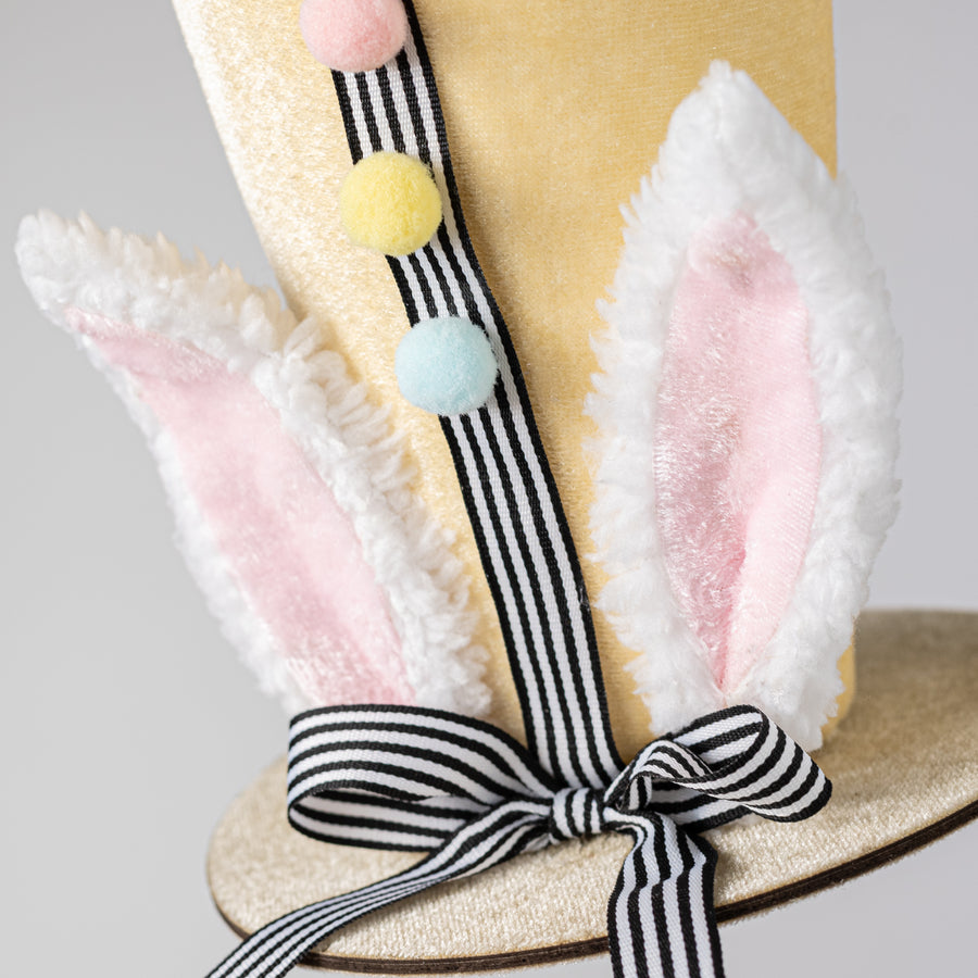 20" Velvet Easter Rabbit Top Hat Pick: Yellow
