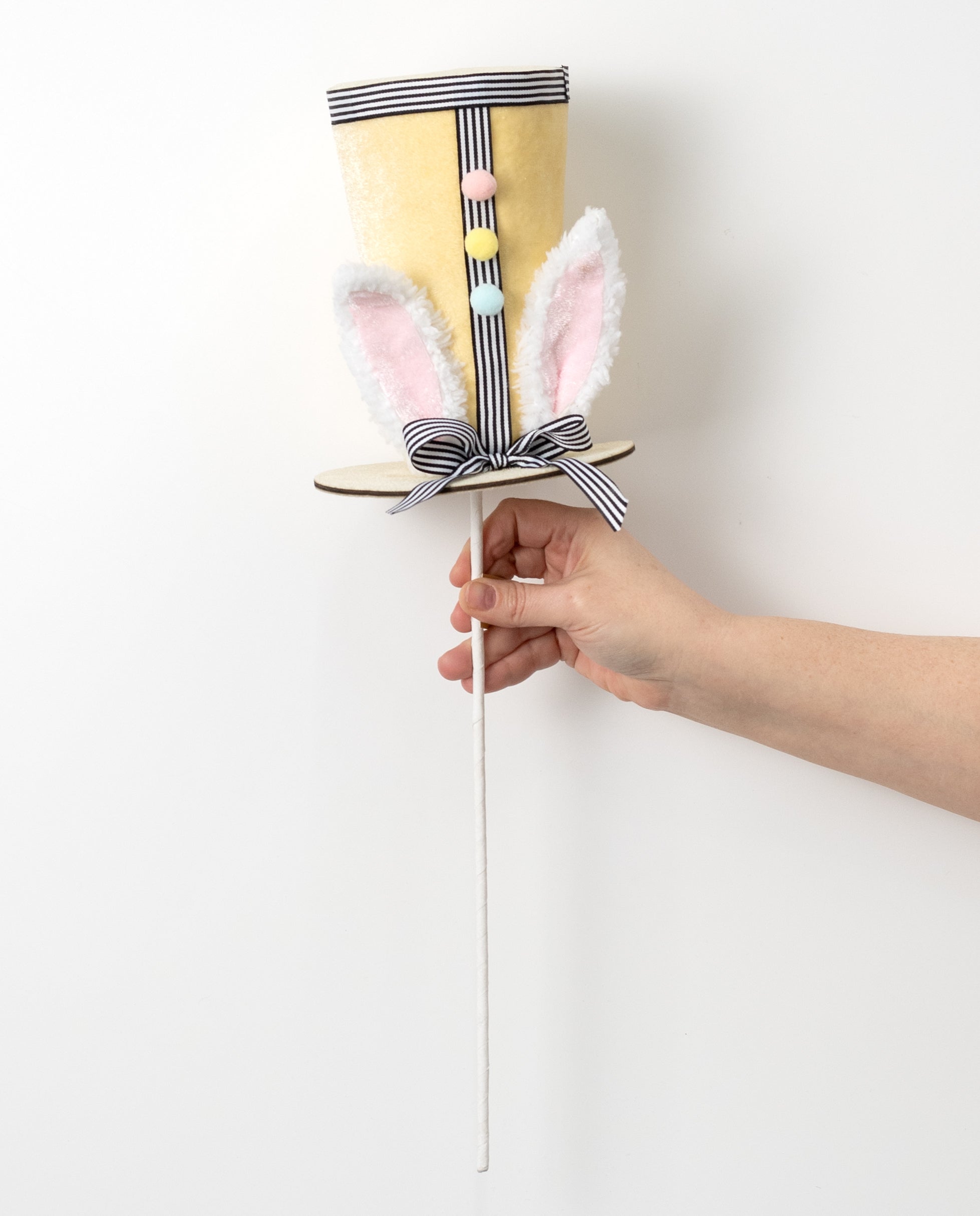 20" Velvet Easter Rabbit Top Hat Pick: Yellow