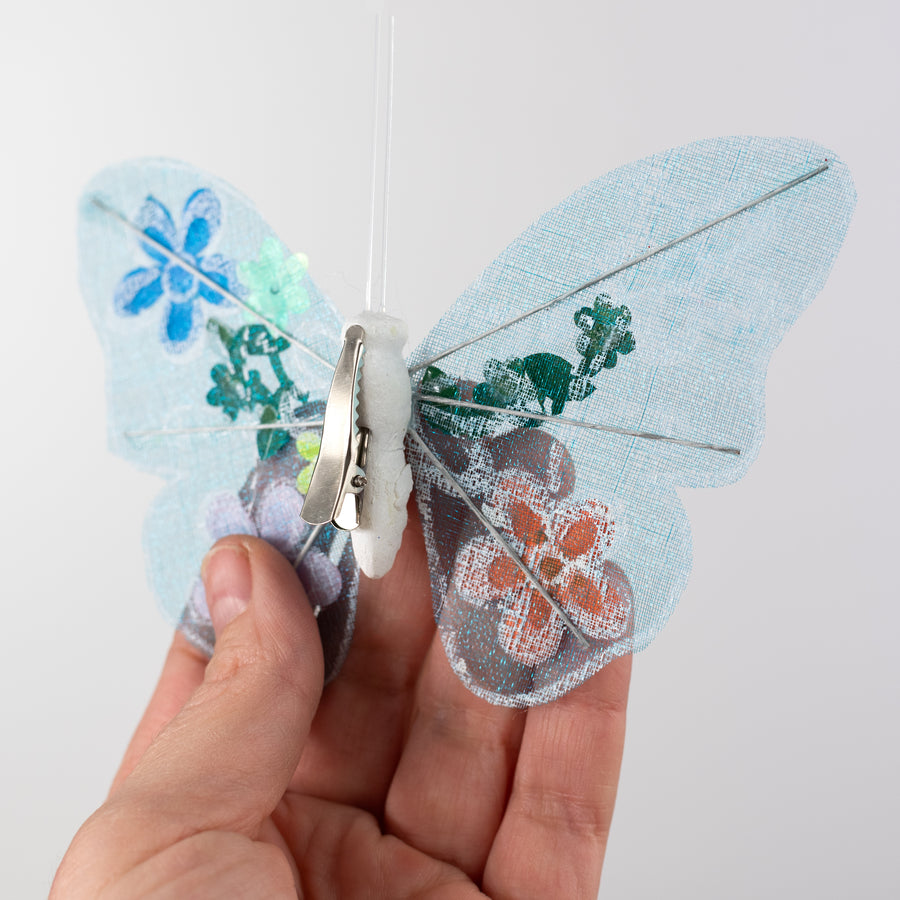 5" Faux Embroidery Butterfly Clips: 3 Assorted (Box of 12)