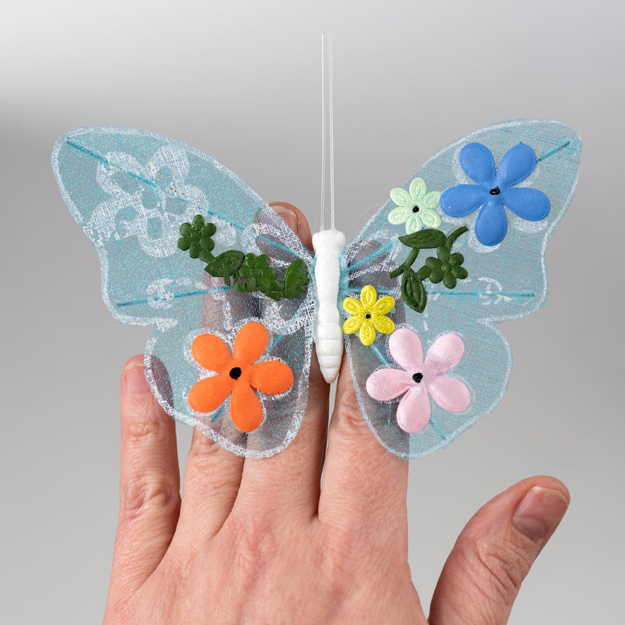 5" Faux Embroidery Butterfly Clips: 3 Assorted (Box of 12)