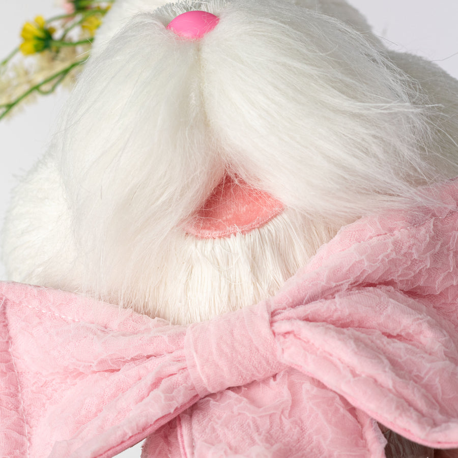 28" Fur & Sisal Floral Bunny Head Decor