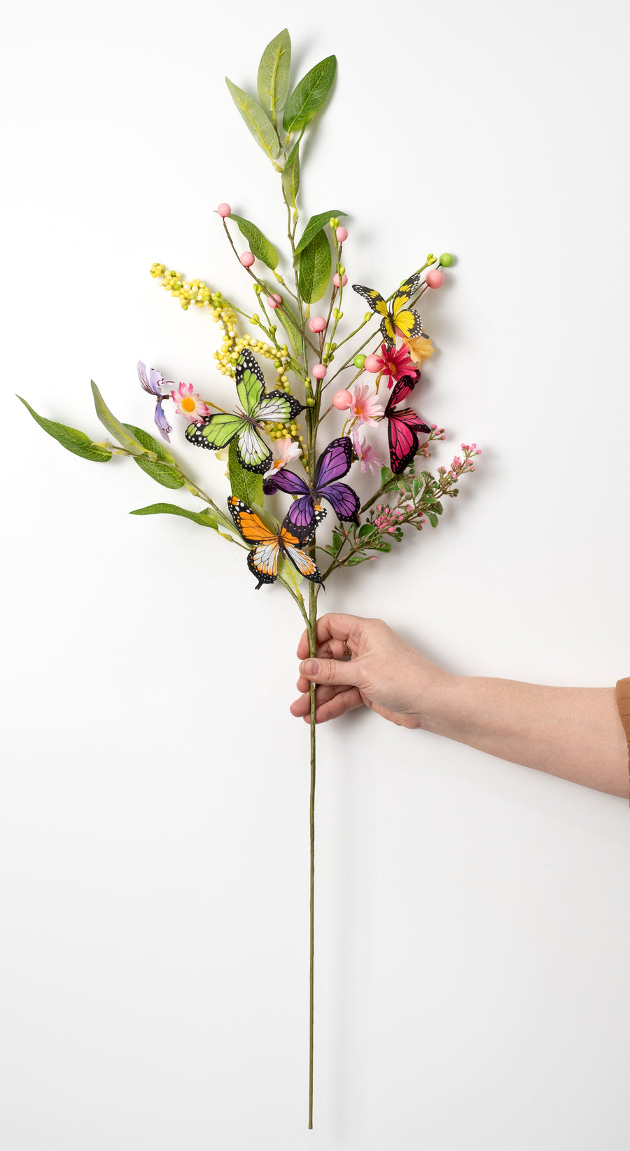 34" Mixed Flower & Butterflies Spray: Multicolor