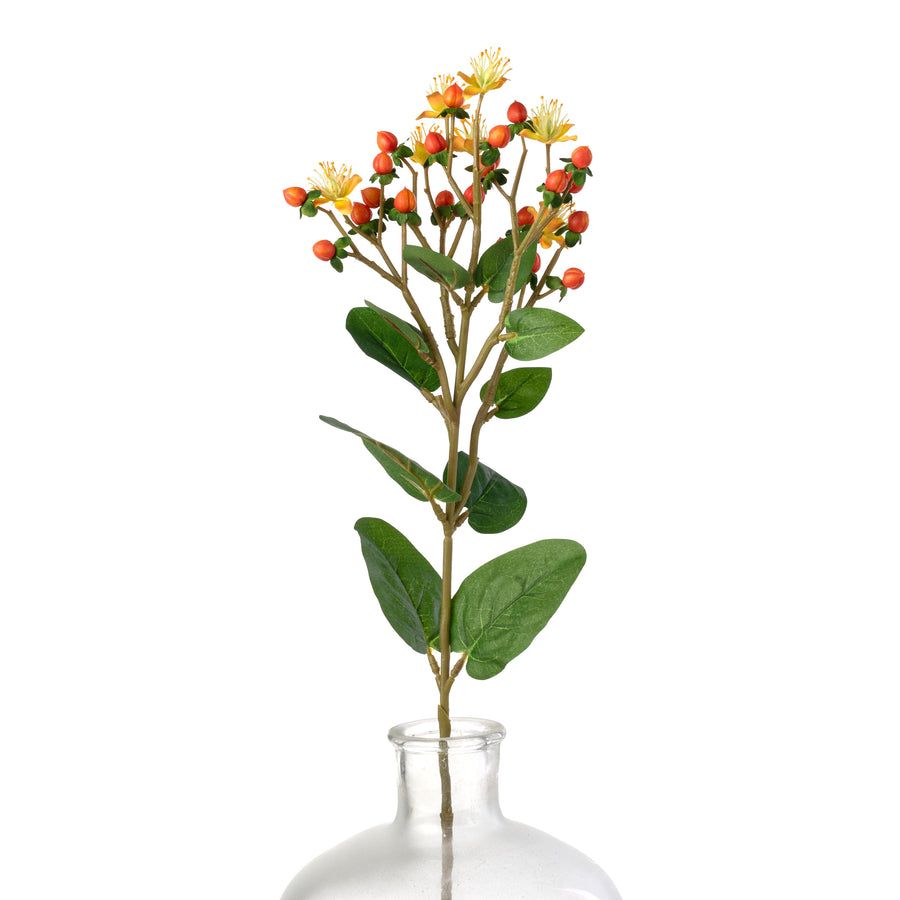 25" Hypericum Flower Spray: Orange Yellow