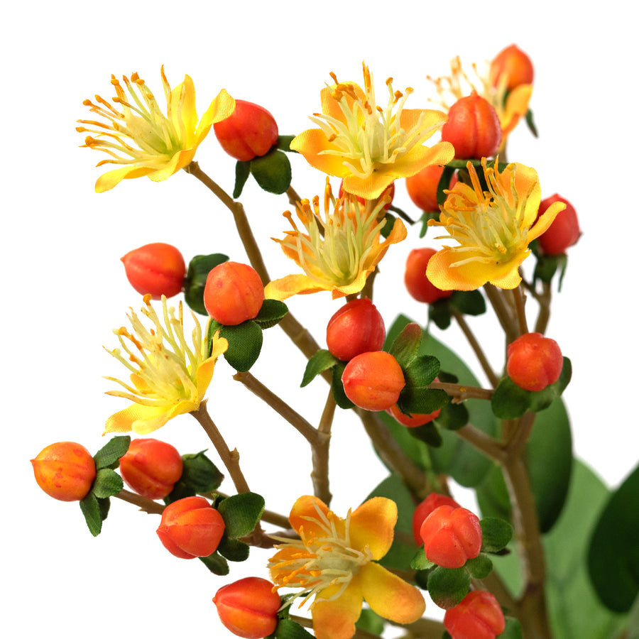 25" Hypericum Flower Spray: Orange Yellow