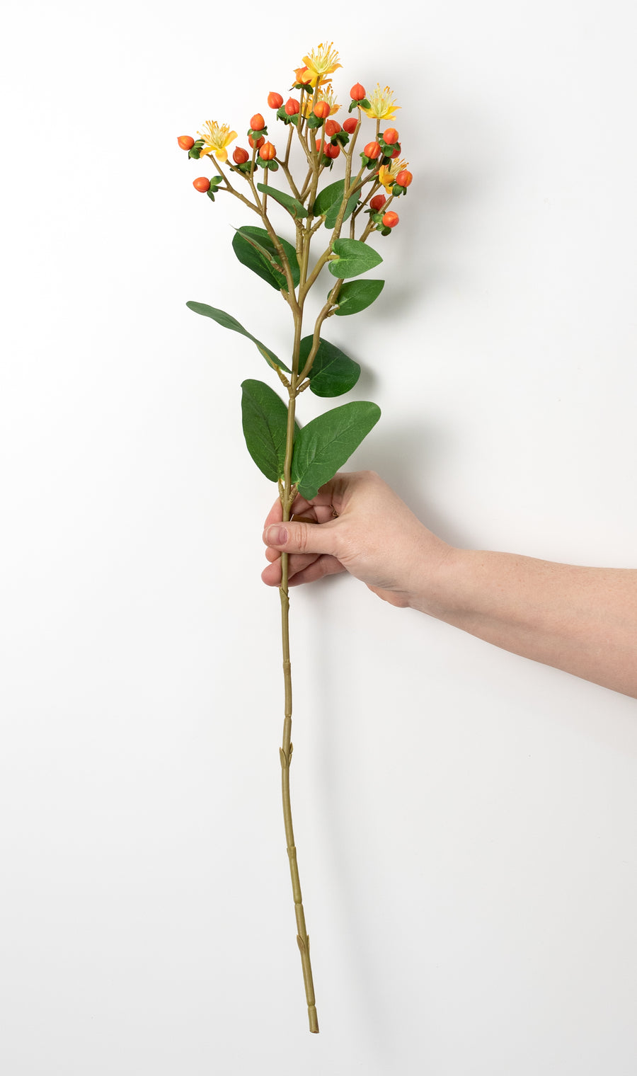 25" Hypericum Flower Spray: Orange Yellow