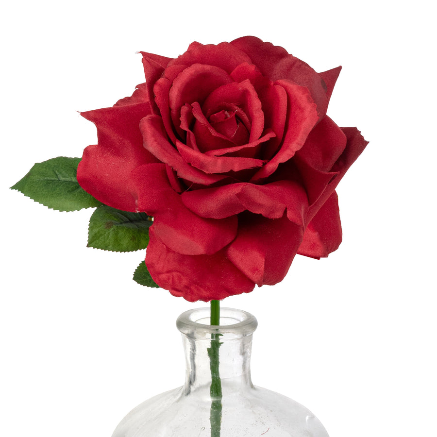 13" Short Stem Rose: Red
