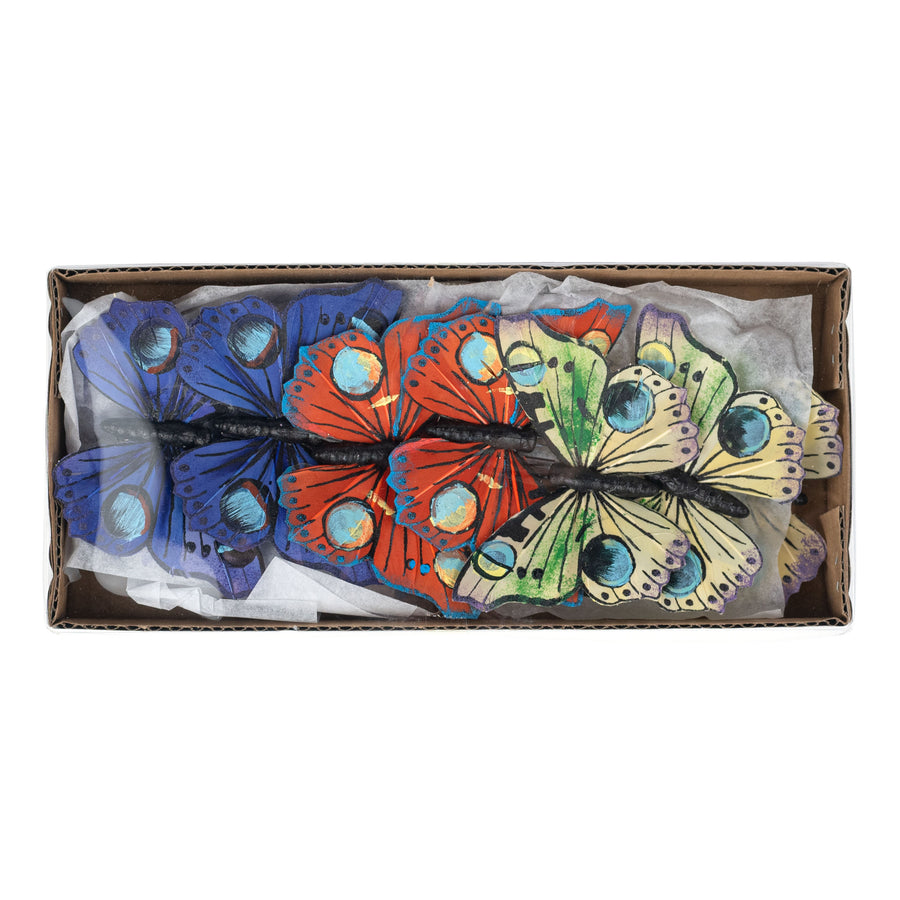 3.75" Peacock Butterfly Clips: 3 Assorted (Box of 12)