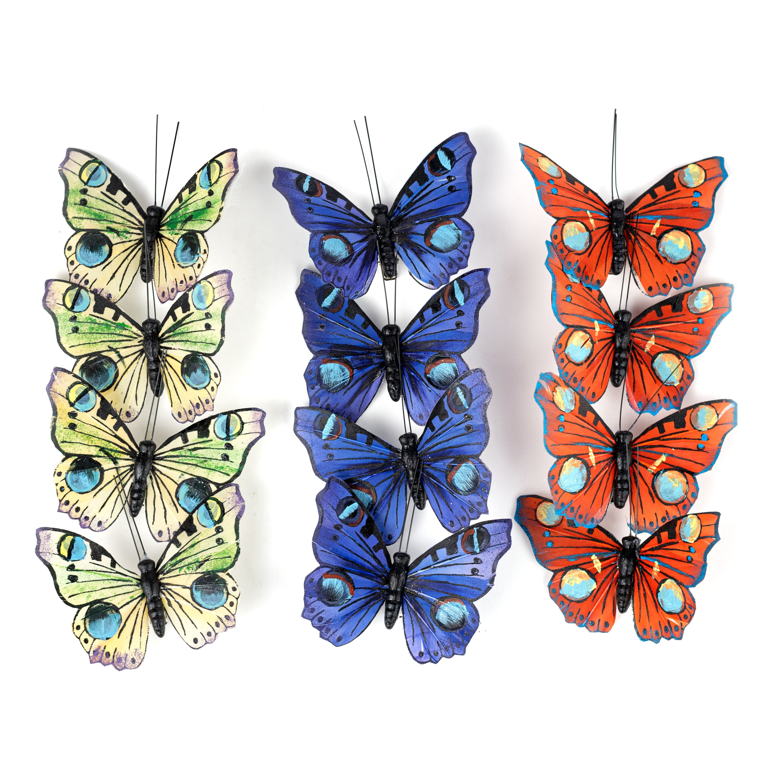 3.75" Peacock Butterfly Clips: 3 Assorted (Box of 12)