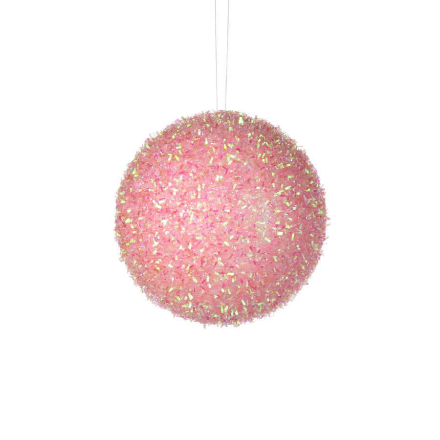4" V-Cut Foil Ball Ornament: Iridescent Light Pink