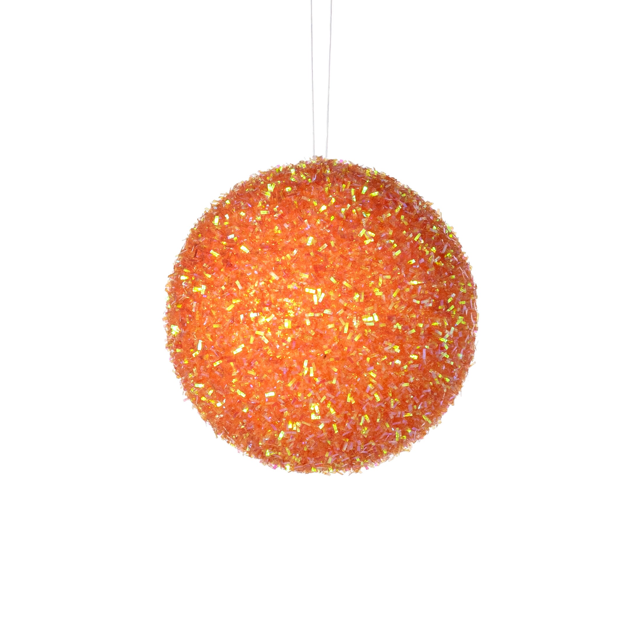 4" V-Cut Foil Ball Ornament: Iridescent Orange