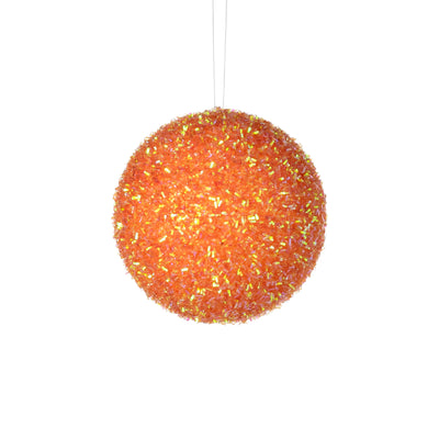 4" V-Cut Foil Ball Ornament: Iridescent Orange