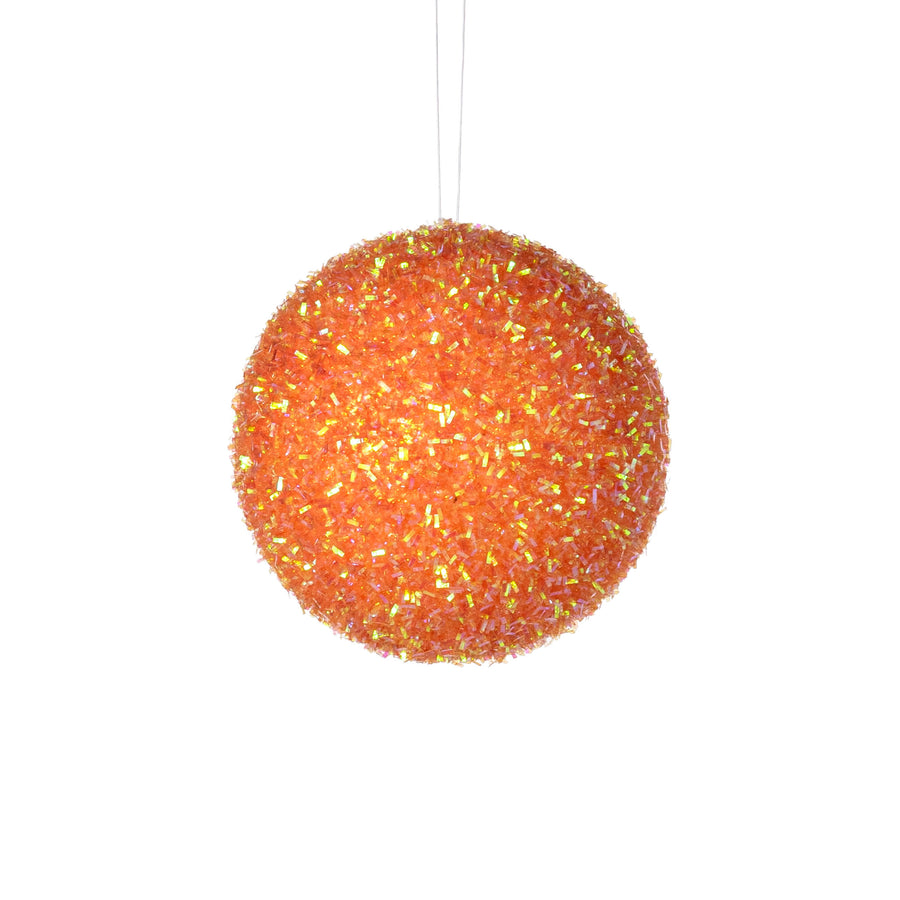 4" V-Cut Foil Ball Ornament: Iridescent Orange