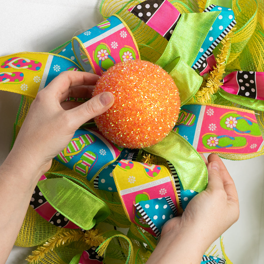 4" V-Cut Foil Ball Ornament: Iridescent Orange