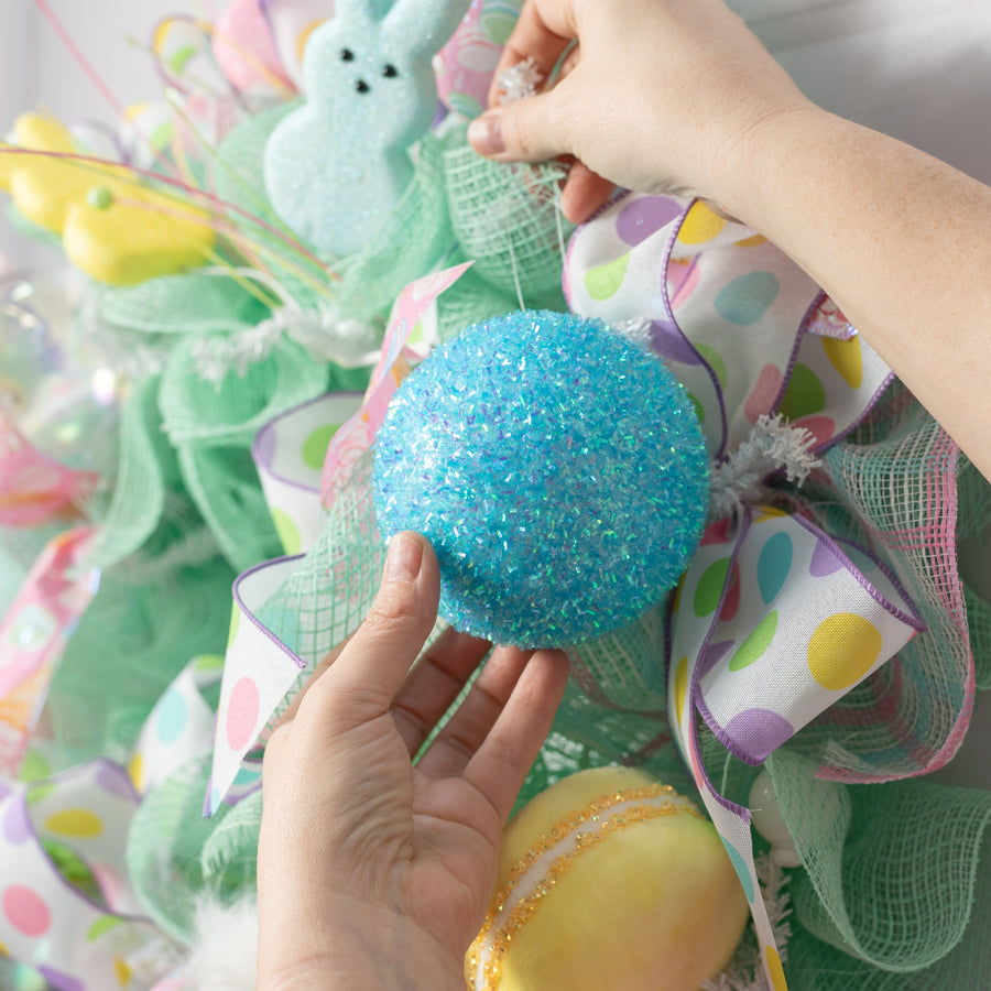 4" V-Cut Foil Ball Ornament: Iridescent Turquoise Blue