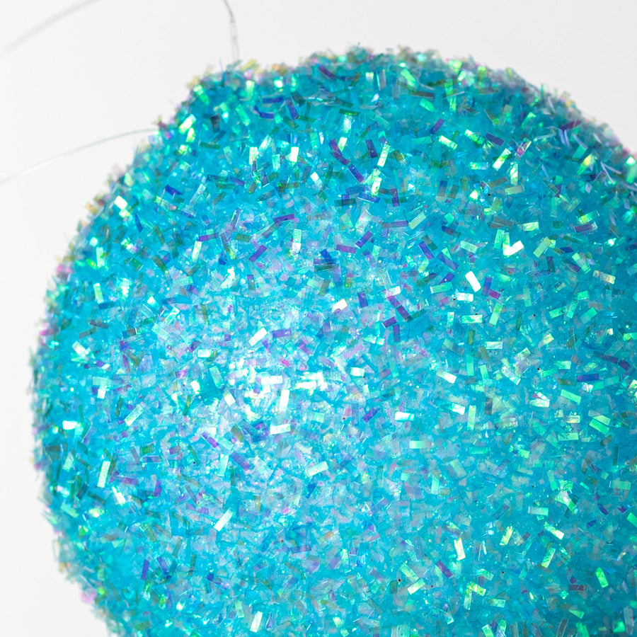 4" V-Cut Foil Ball Ornament: Iridescent Turquoise Blue