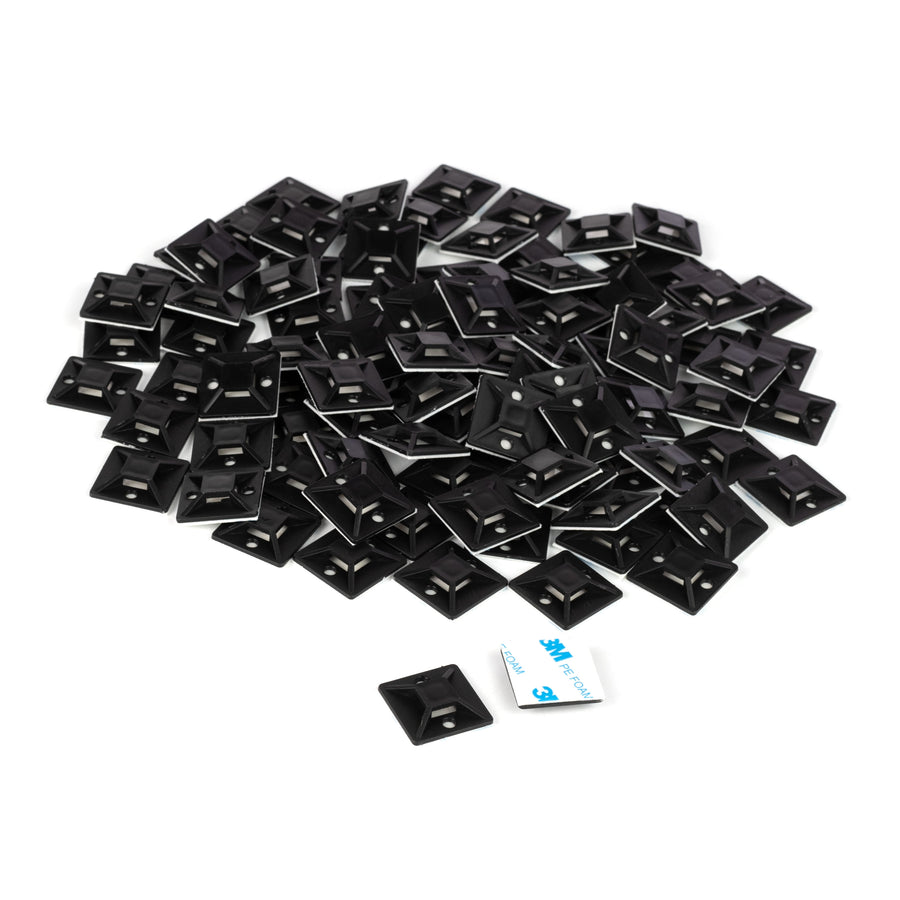 Cable Tie Mounting Squares: 3M Adhesive Foam (Pack of 100)