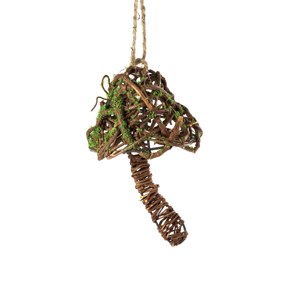 6.5" Mossy Rattan Mushroom Ornament
