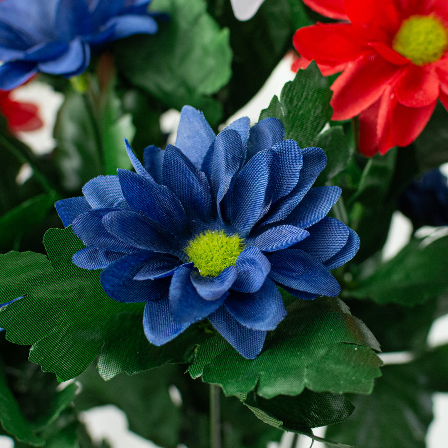 17" Colorfast Daisy Mix Bush: Red, White & Blue (14 Stem)