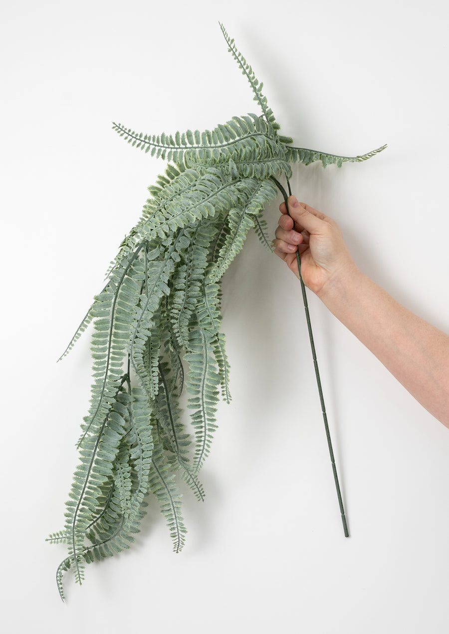 45" Hanging Fern Branch: Dusty Green
