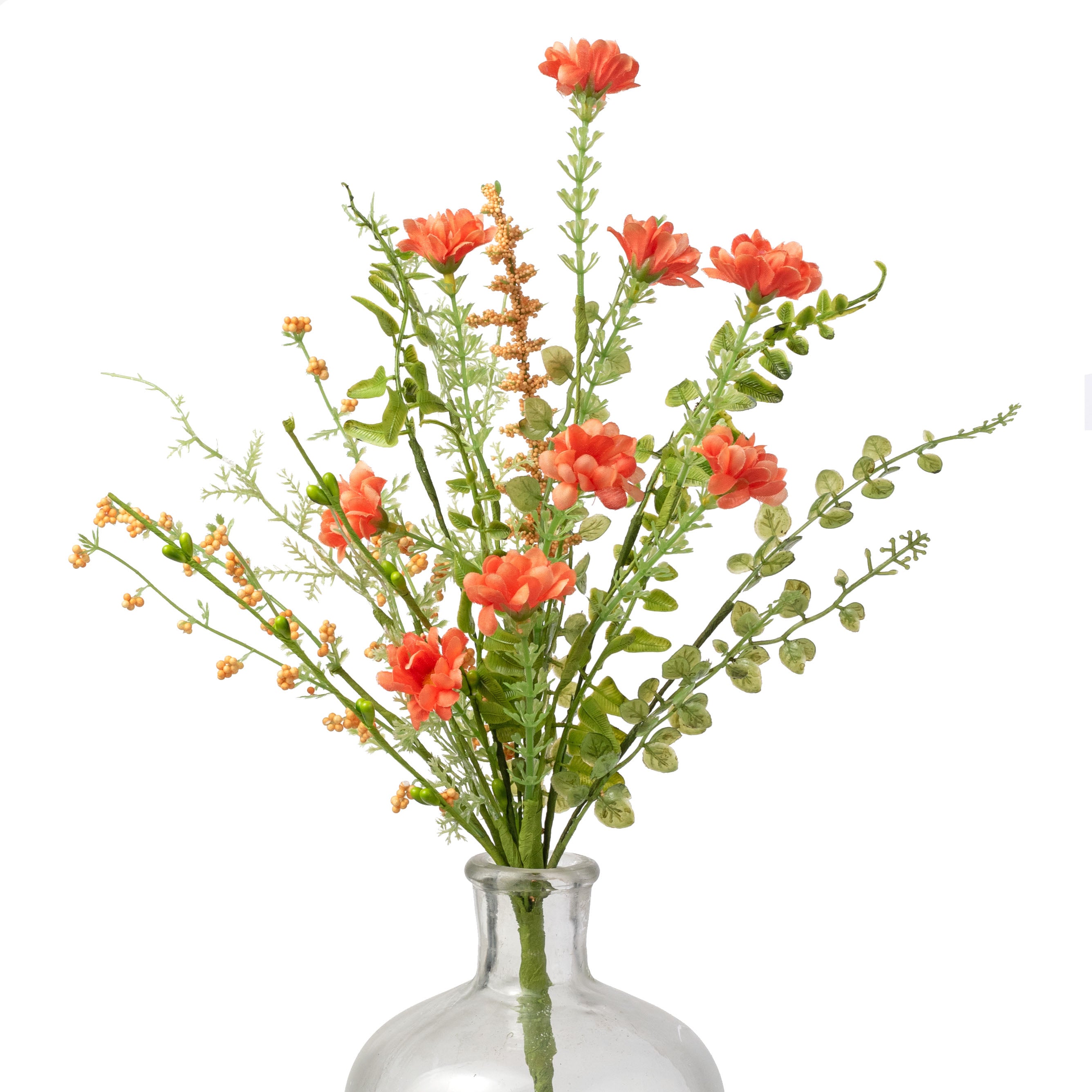 18" Fabric Wildflower Filler Pick: Coral Orange