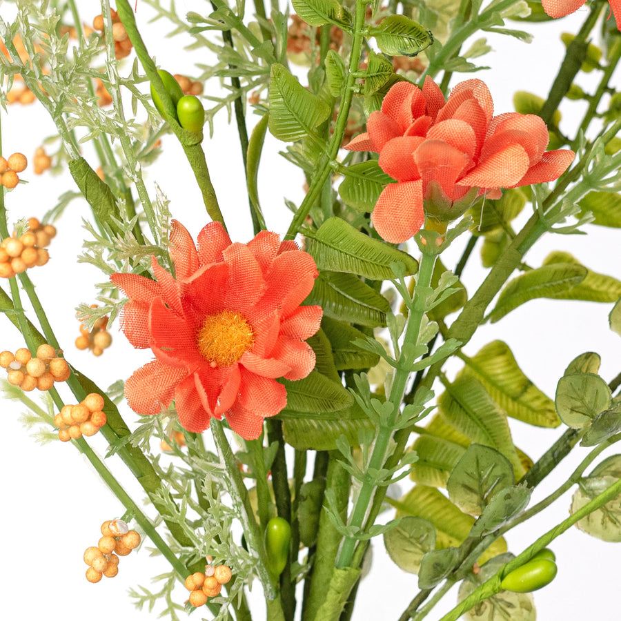 18" Fabric Wildflower Filler Pick: Coral Orange