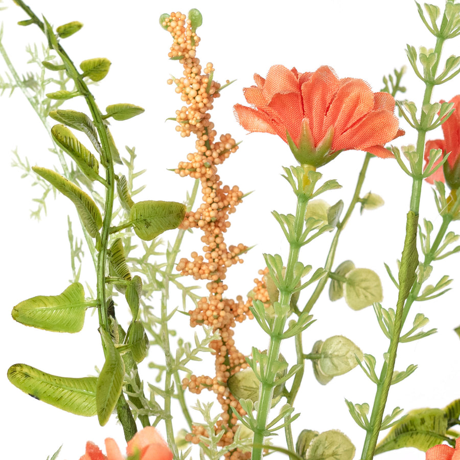 18" Fabric Wildflower Filler Pick: Coral Orange