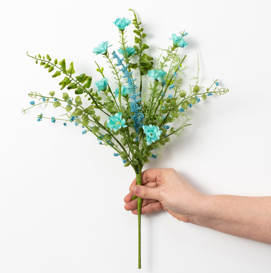 18" Fabric Wildflower Filler Pick: Blue