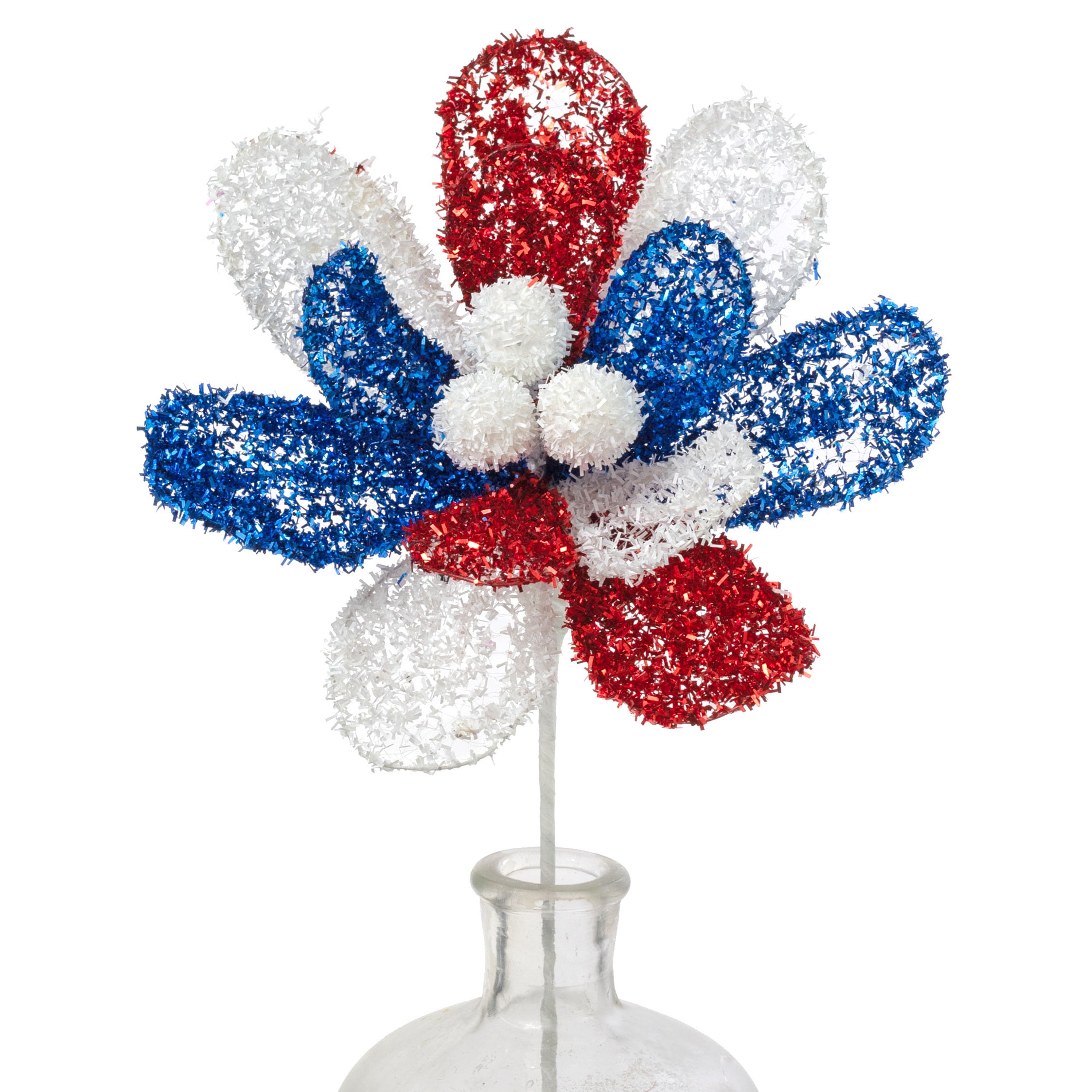 9" x 17" Filagree Foil Flower Stem: Red, White & Blue