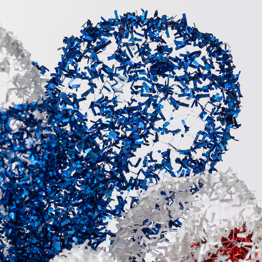 9" x 17" Filagree Foil Flower Stem: Red, White & Blue