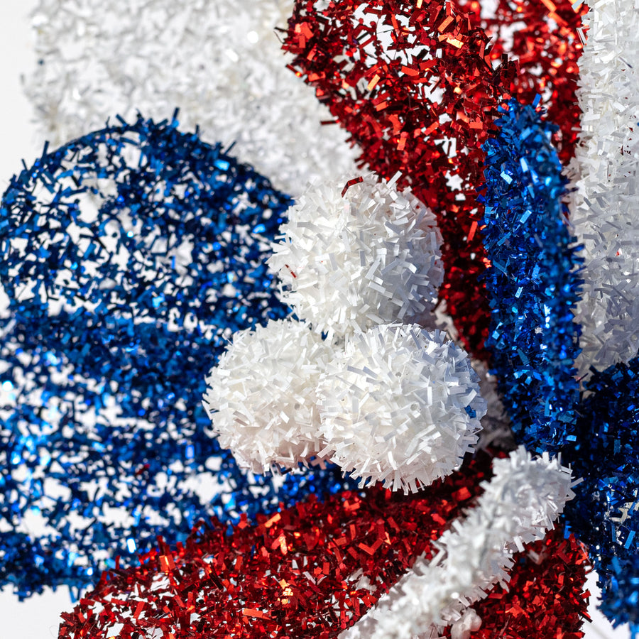 9" x 17" Filagree Foil Flower Stem: Red, White & Blue