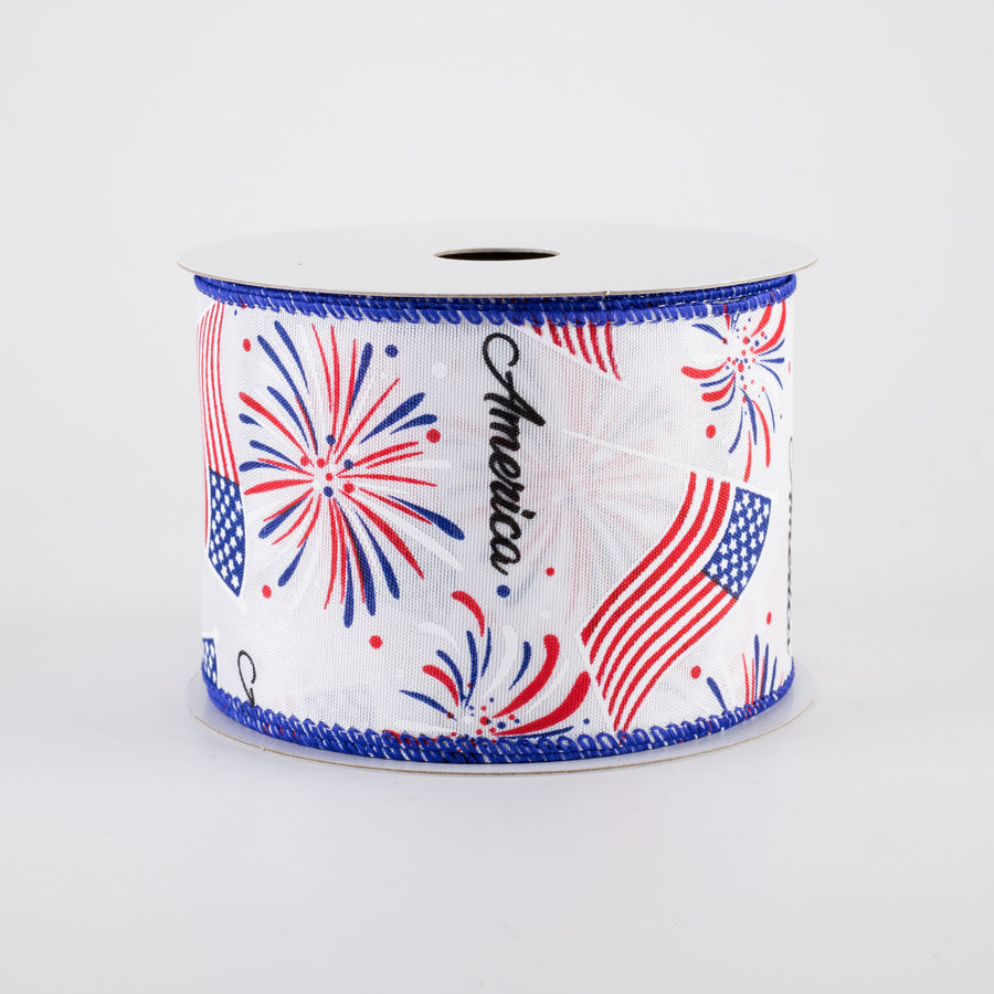 2.5" Flags & Fireworks Ribbon: White (10 Yards)