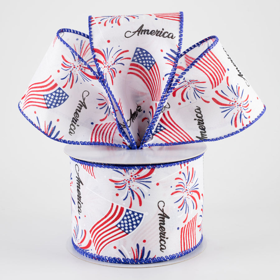 2.5" Flags & Fireworks Ribbon: White (10 Yards)