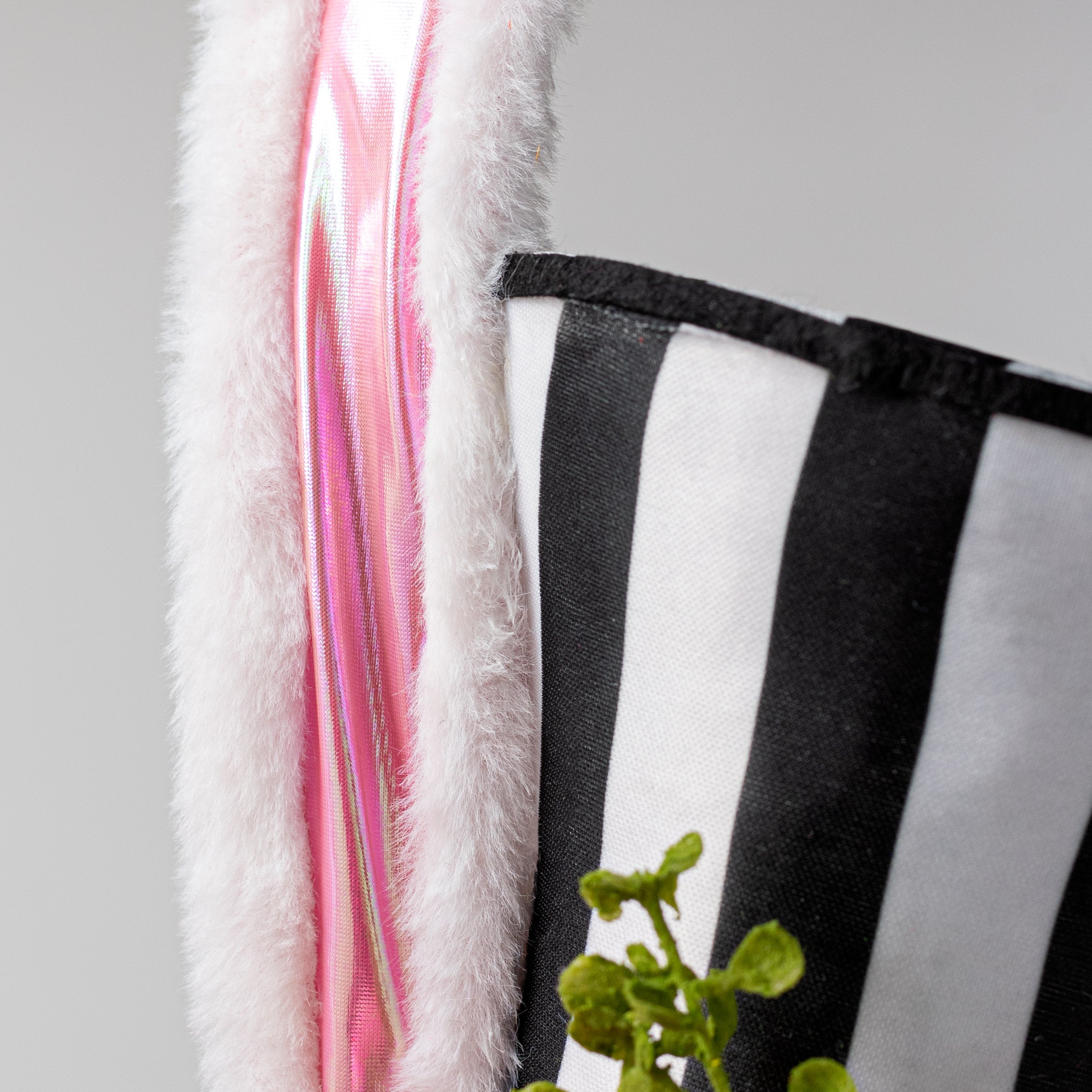 12" Black & White Stripe Bunny Top Hat Decor