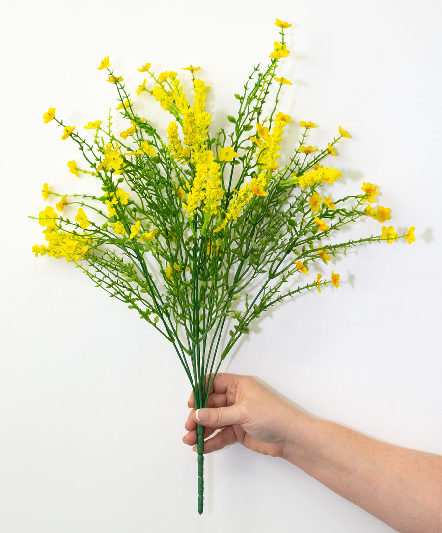 18" Baby's Breath & Lavender Filler Bush: Yellow