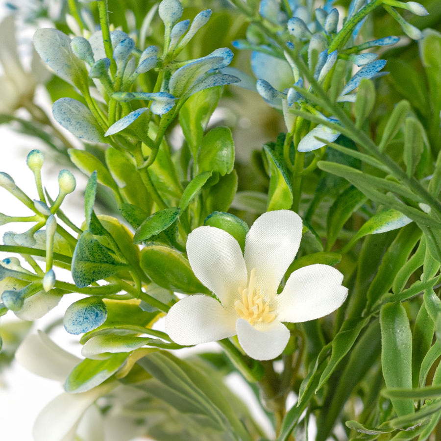 16" Plastic Leaves & Wildflower Bush: Blue (9 Stem)