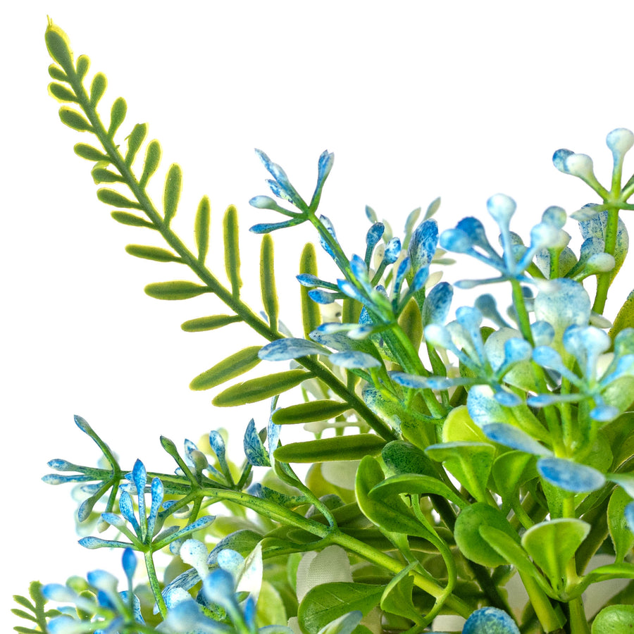 16" Plastic Leaves & Wildflower Bush: Blue (9 Stem)