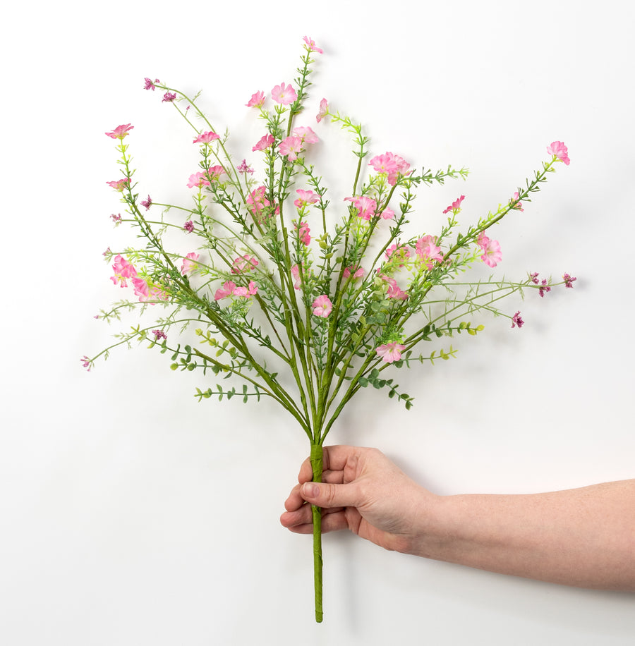 21" Fabric Wildflower Filler Spray: Pink