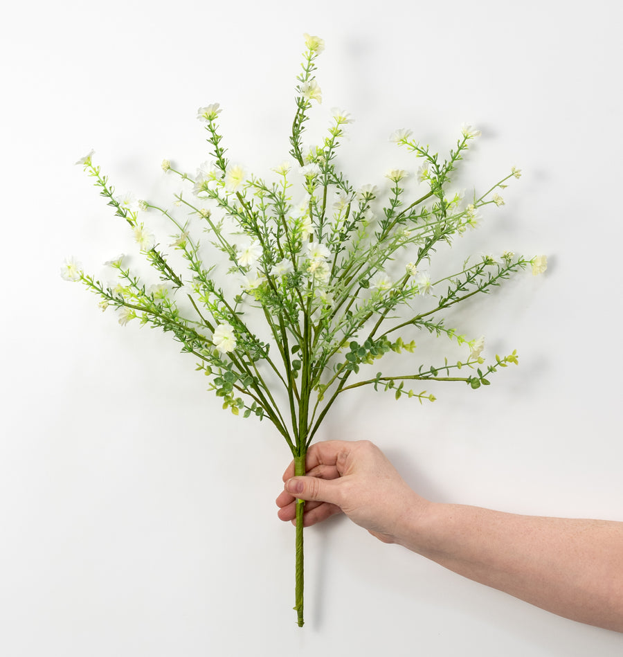 21" Fabric Wildflower Filler Spray: White