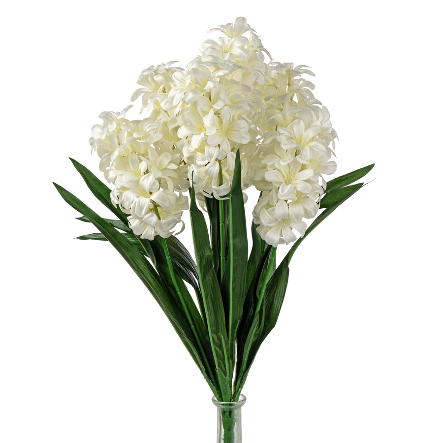 21" Satin Hyacinth Bush: Cream (7 Stem)