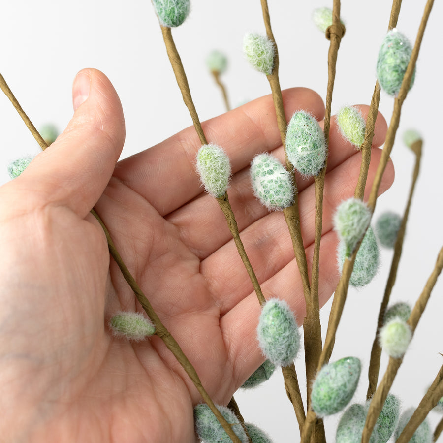 18" Pussy Willow Pick: Dusty Green