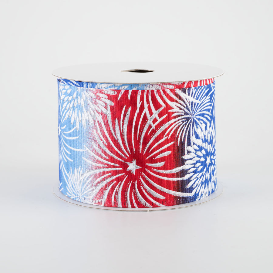 2.5" Ombré Fireworks Ribbon: Red, Blue & Light Blue (10 Yards)