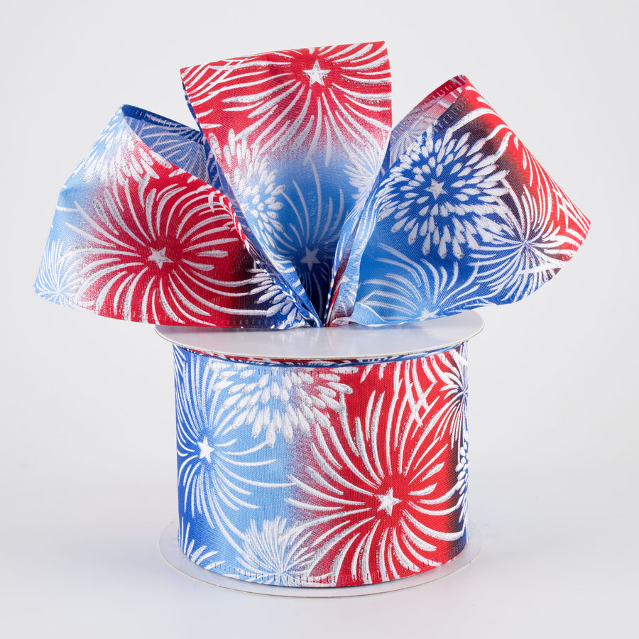 2.5" Ombré Fireworks Ribbon: Red, Blue & Light Blue (10 Yards)