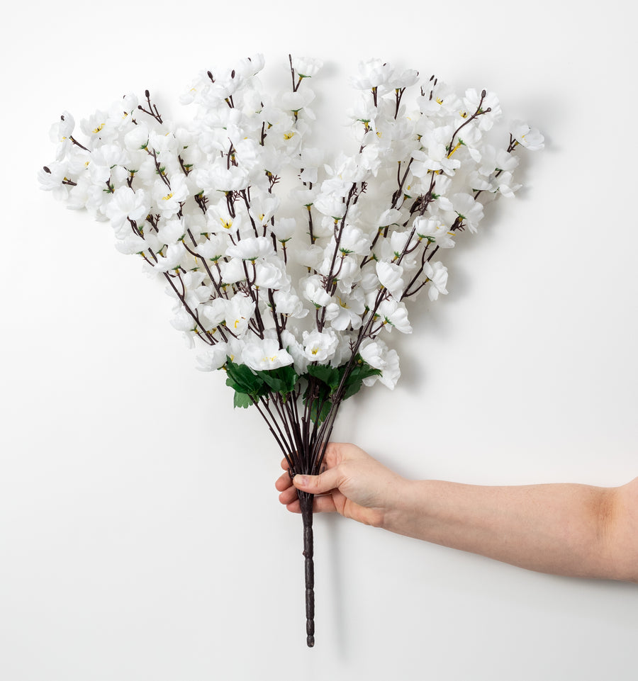 25" Cherry Blossom Bush: White (18 Stem)