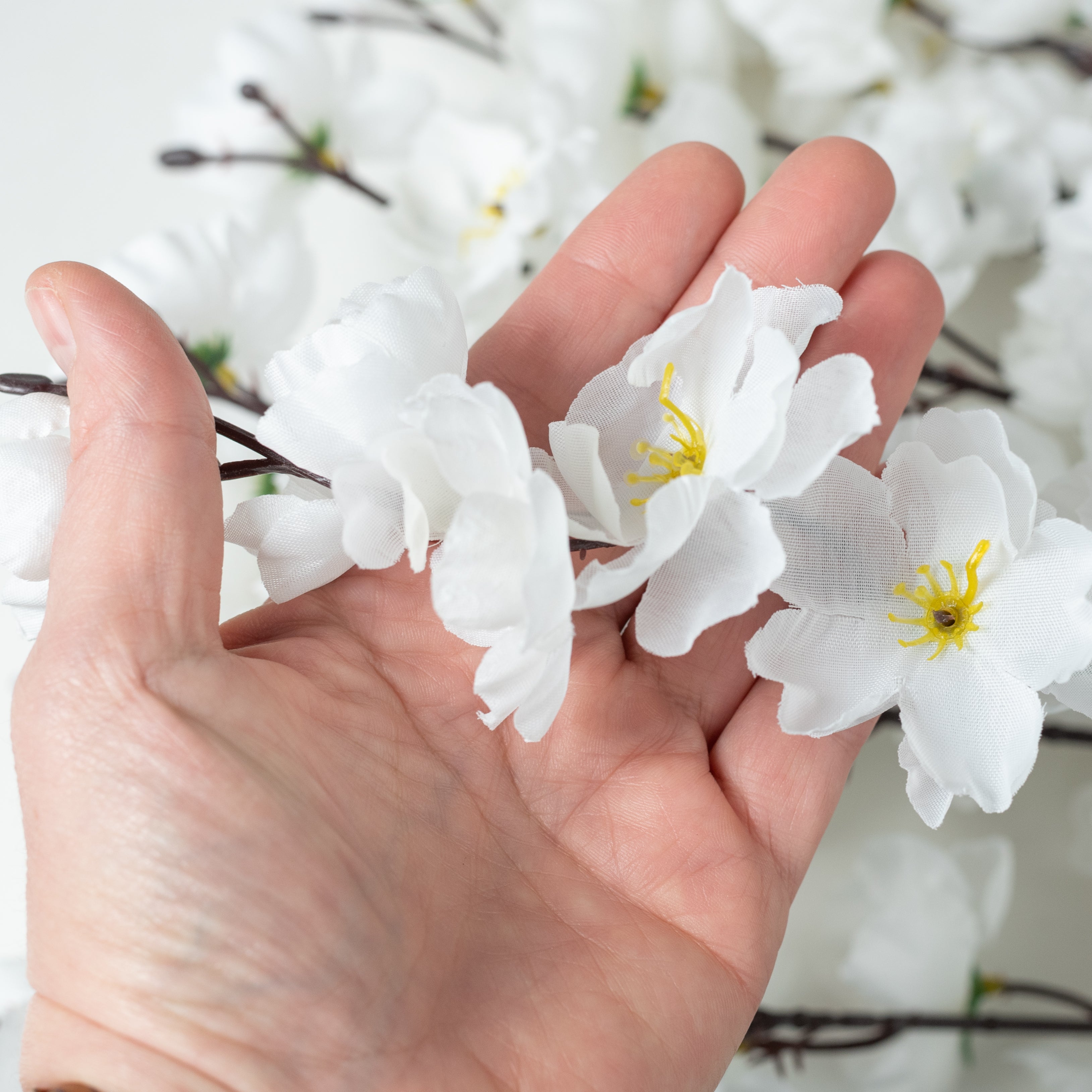 25" Cherry Blossom Bush: White (18 Stem)