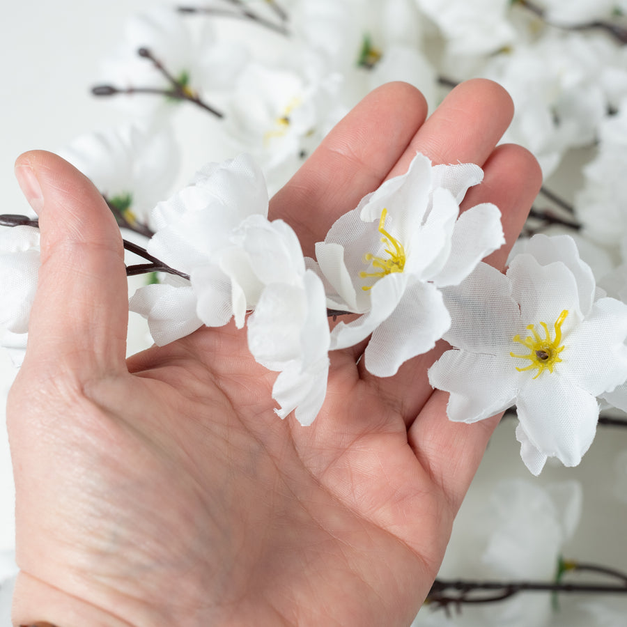 25" Cherry Blossom Bush: White (18 Stem)