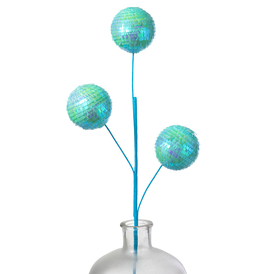 28" Sequin Ball Spray: Iridescent Blue