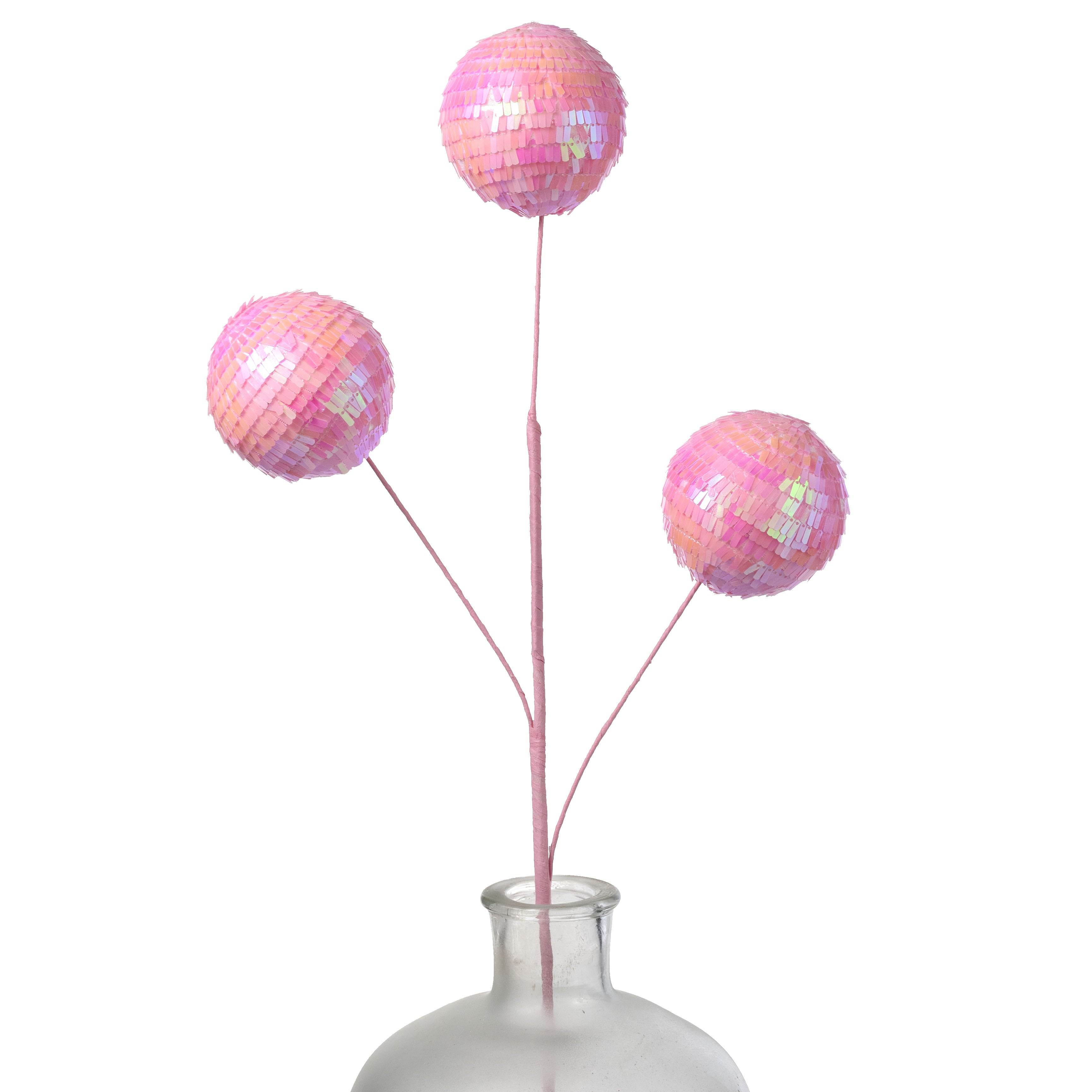 28" Sequin Ball Spray: Iridescent Candy Pink