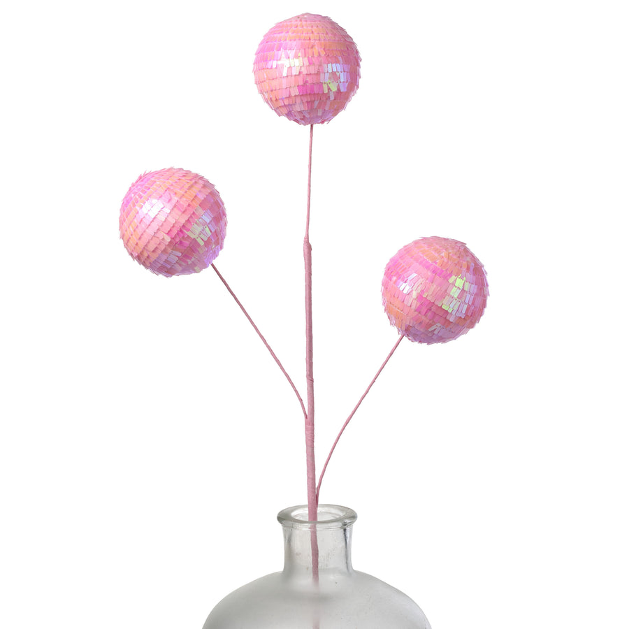 28" Sequin Ball Spray: Iridescent Candy Pink