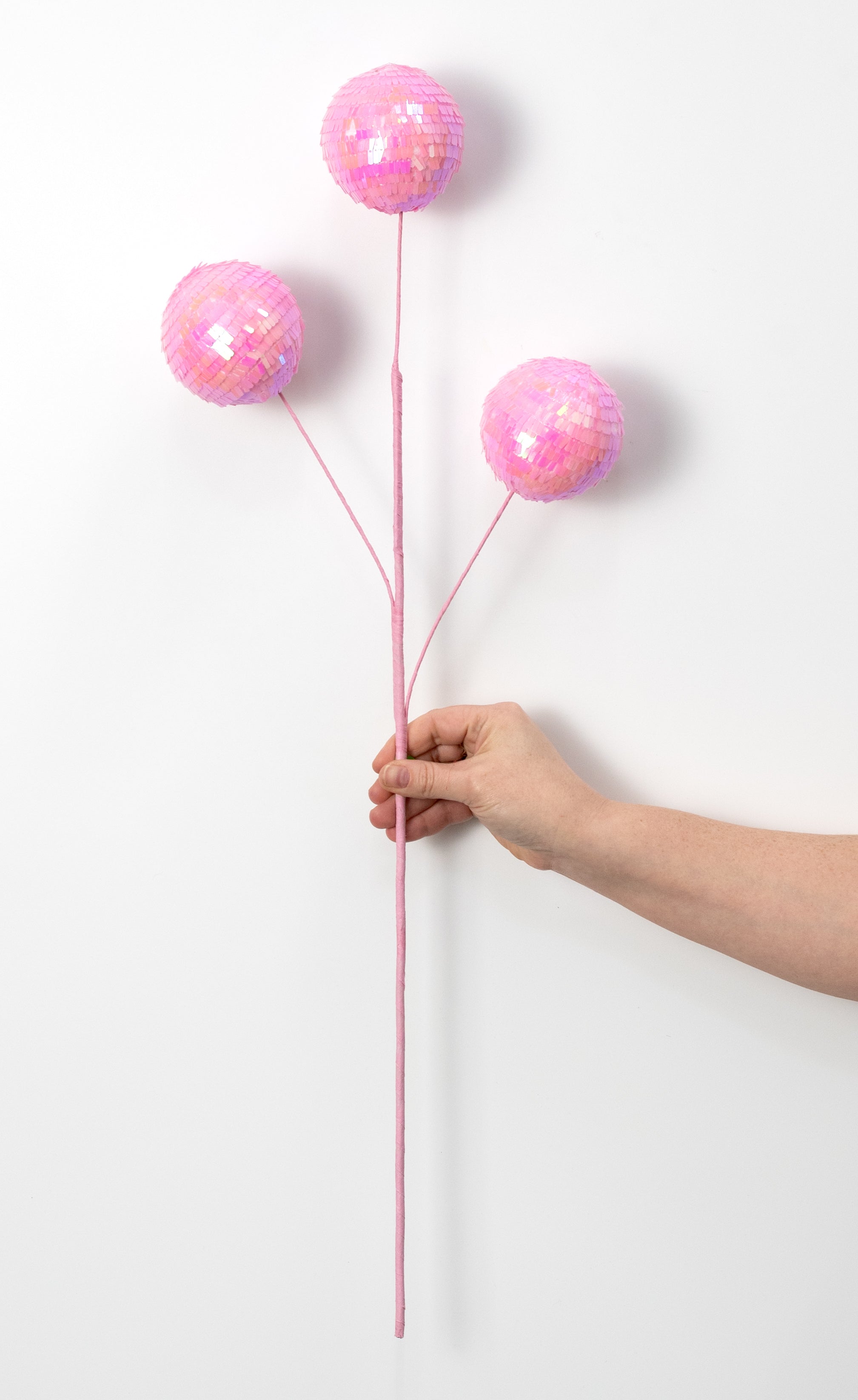 28" Sequin Ball Spray: Iridescent Candy Pink