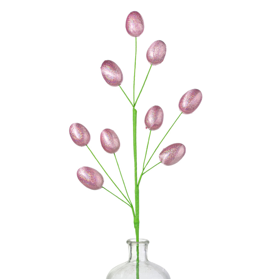 28" Polished Sequin Egg Spray: Iridescent Pink